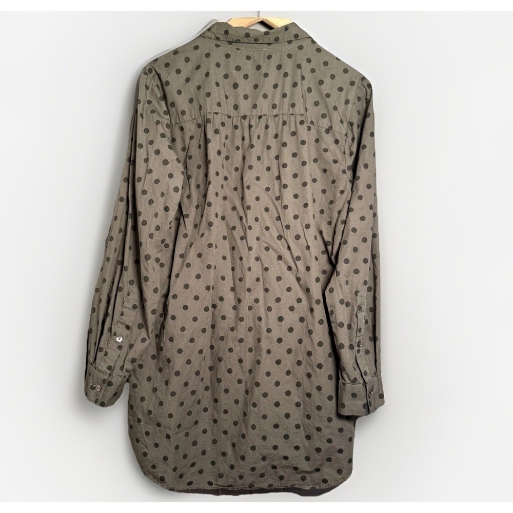 Sundance Olive Green "Lively Days" Top Polka Dot Cotton Pintuck Tunic Blouse MED - Picture 4 of 10